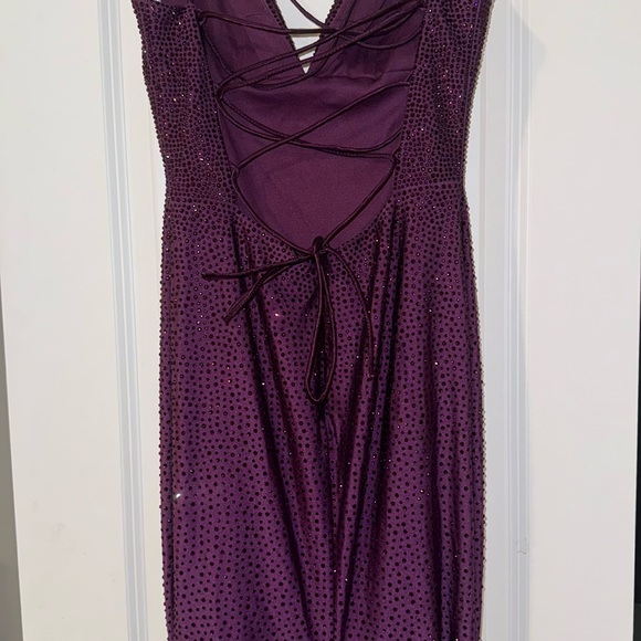 Sherri hill size 0 purple studded bead prom dress. Great condition, worn once. - Picture 5 of 9